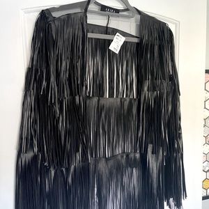 Akira black fringe coat